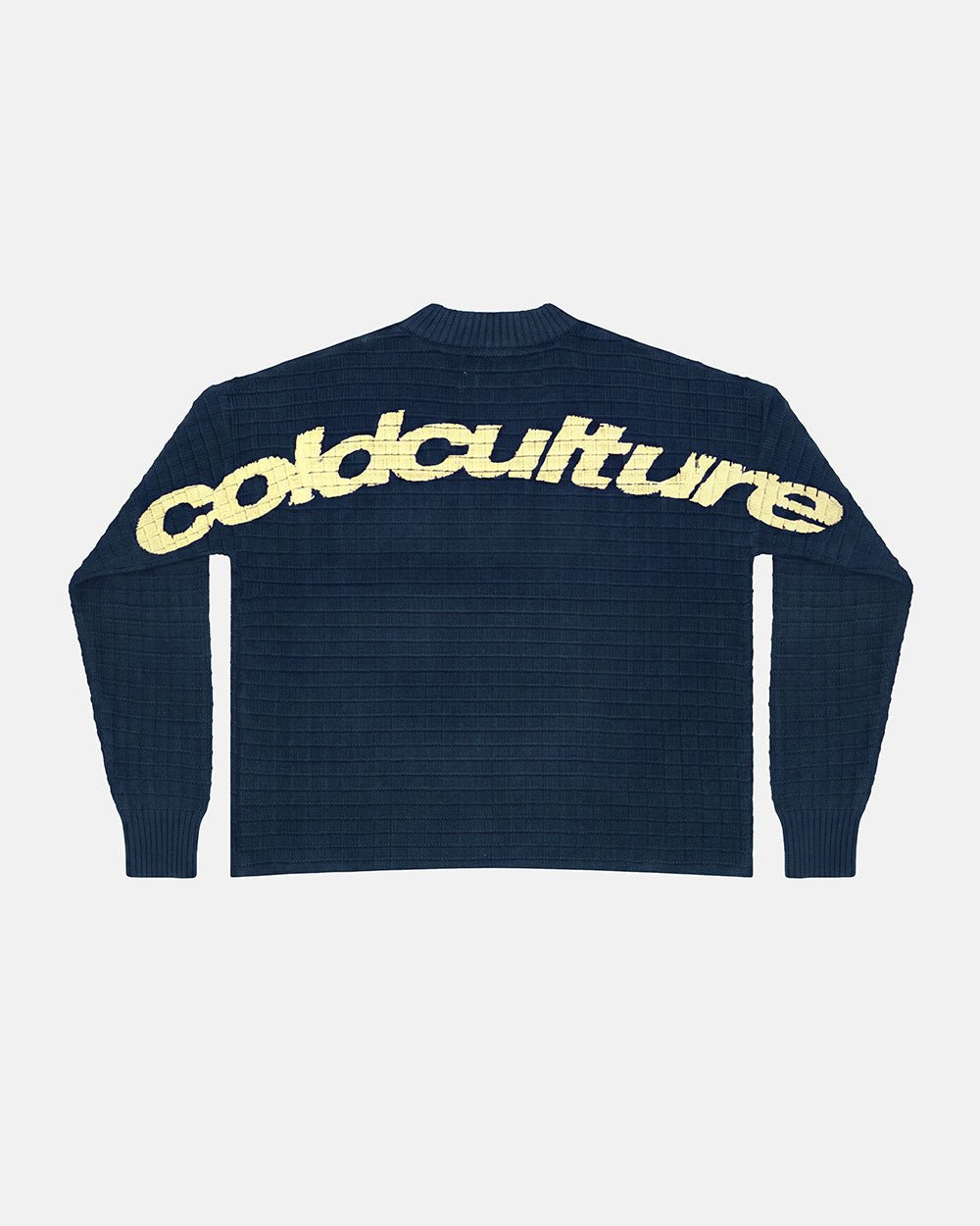 CRUNCHY WAFFLE KNIT NAVY AND YELLOW - Cold Culture
