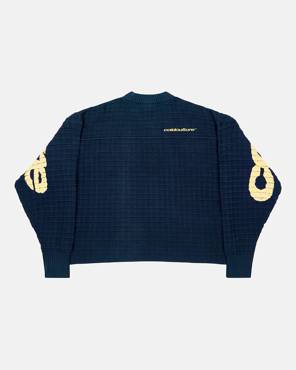 CRUNCHY WAFFLE KNIT NAVY AND YELLOW - Cold Culture