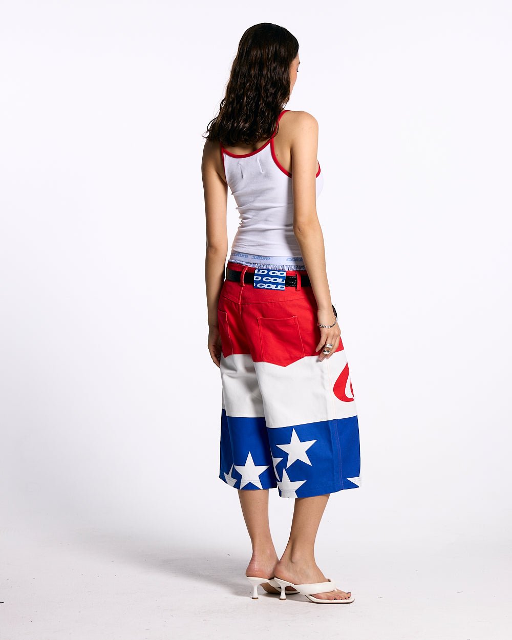 CURLY COLD STRASS TOP WHITE AND RED - COLD CULTURE