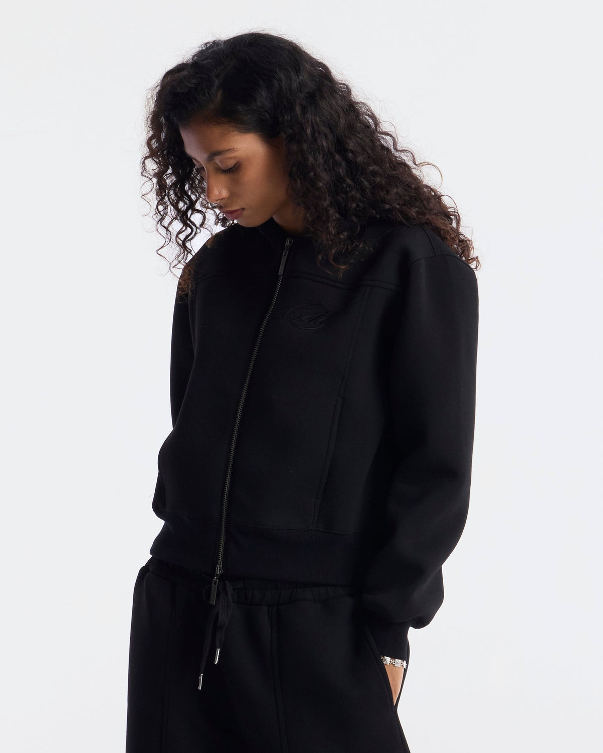 CURVE ZIP HOODIE BLACK - Cold Culture