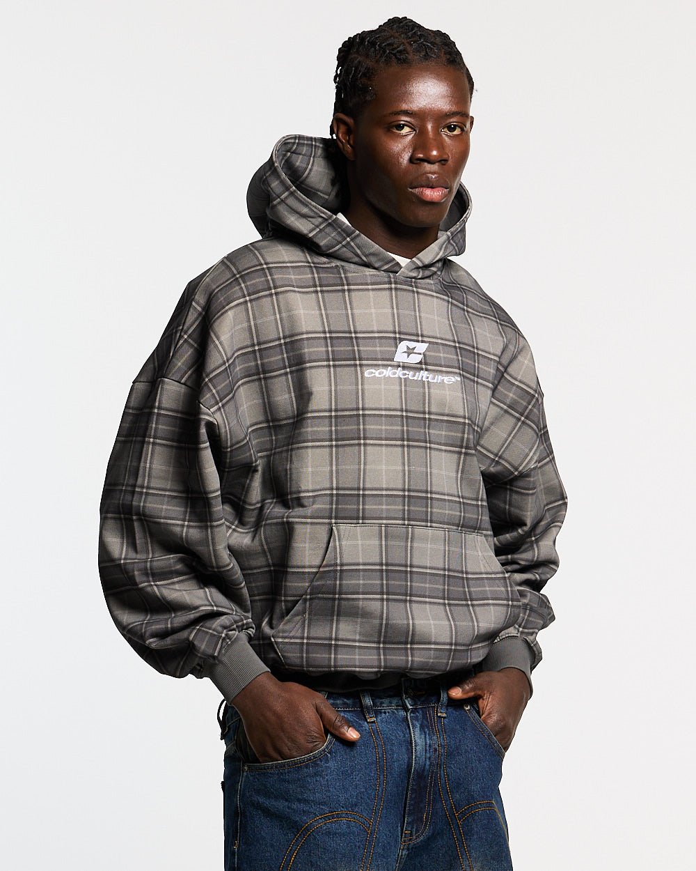 CURVED DRIFT HOODIE TARTAN - Cold Culture