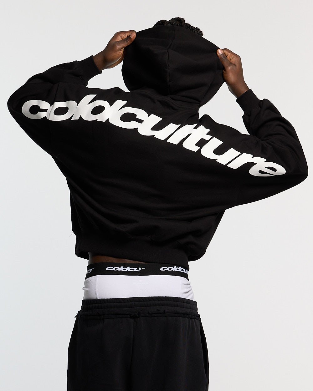 CURVED HOODIE BLACK AND WHITE - Cold Culture