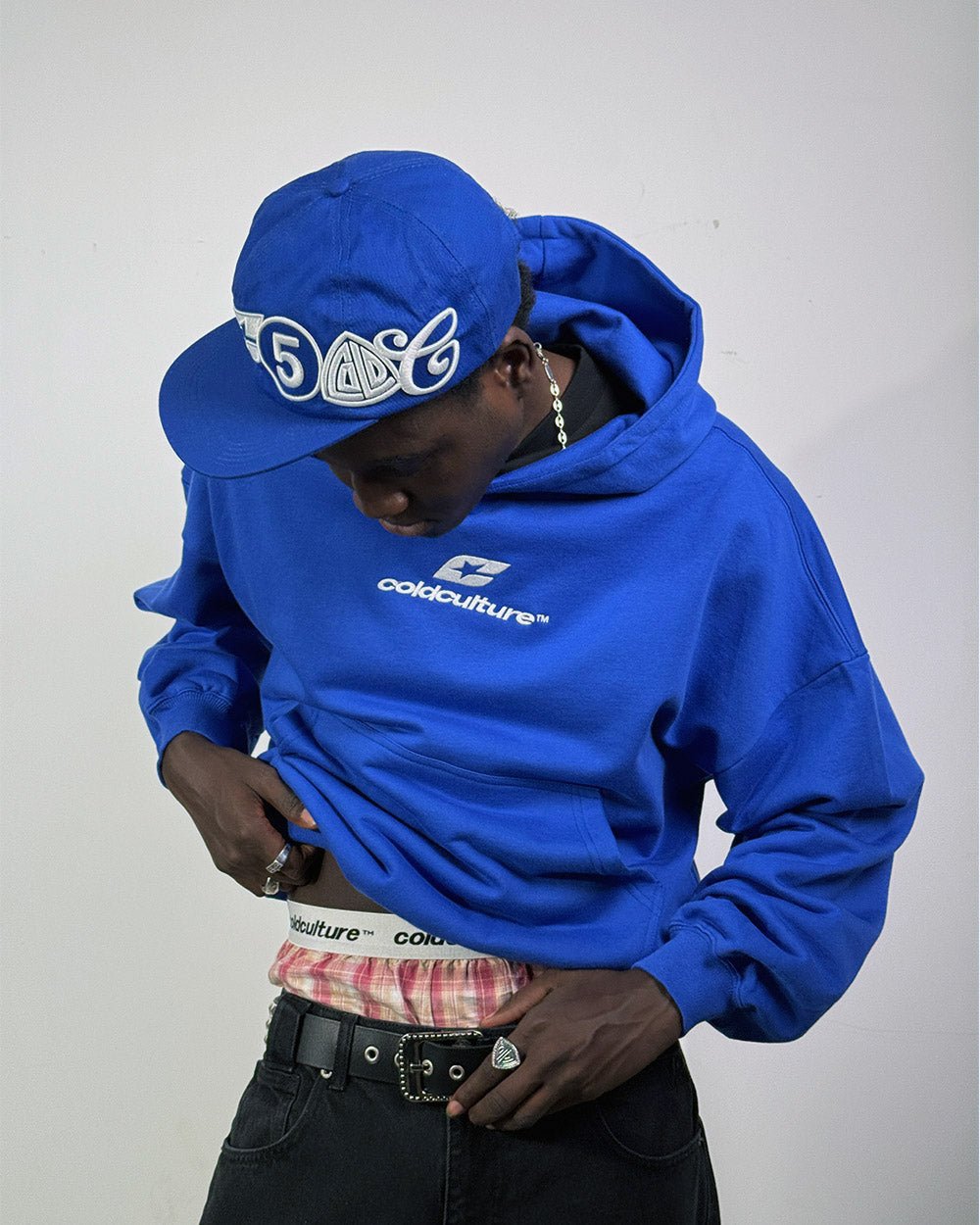 CURVED HOODIE BLUE - Cold Culture