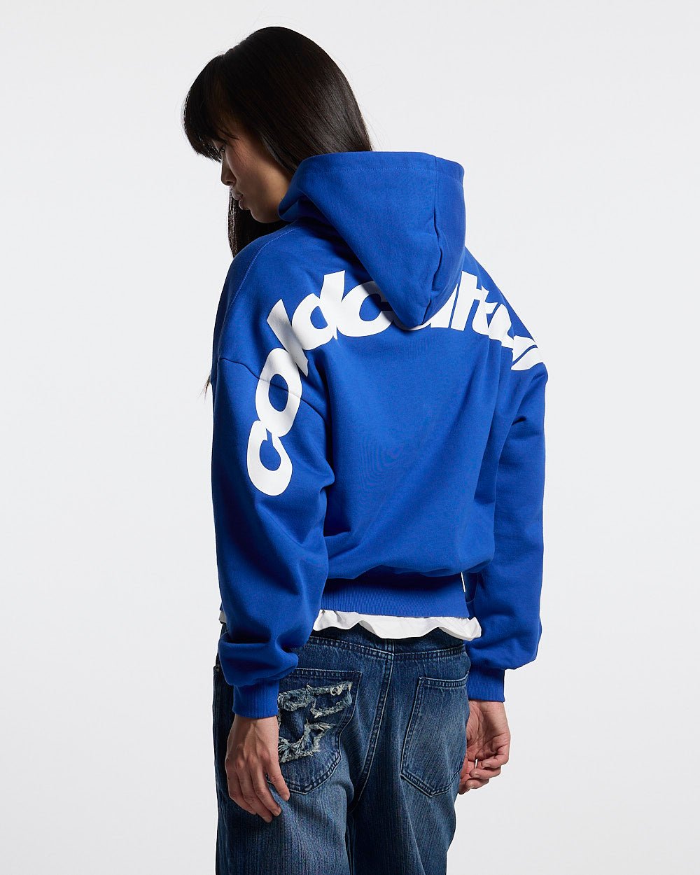 CURVED HOODIE BLUE - Cold Culture