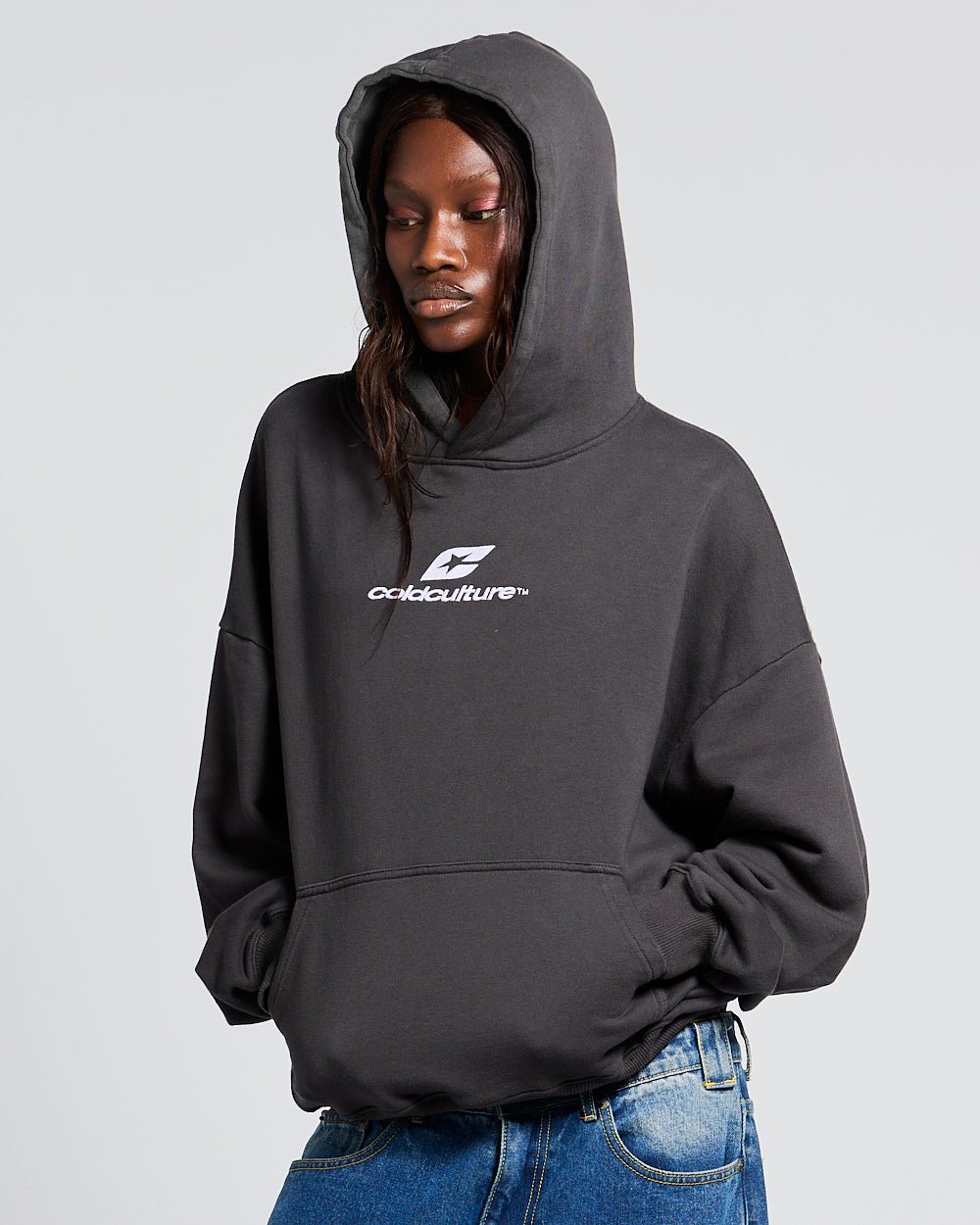 CURVED HOODIE HEAVY GREY - Cold Culture