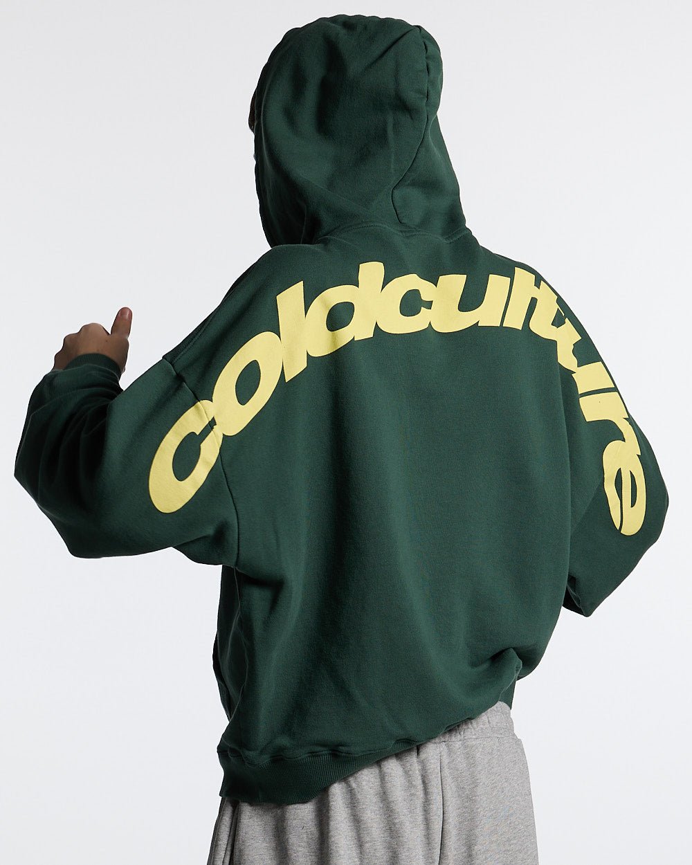 CURVED HOODIE JUNGLE GREEN - COLD CULTURE