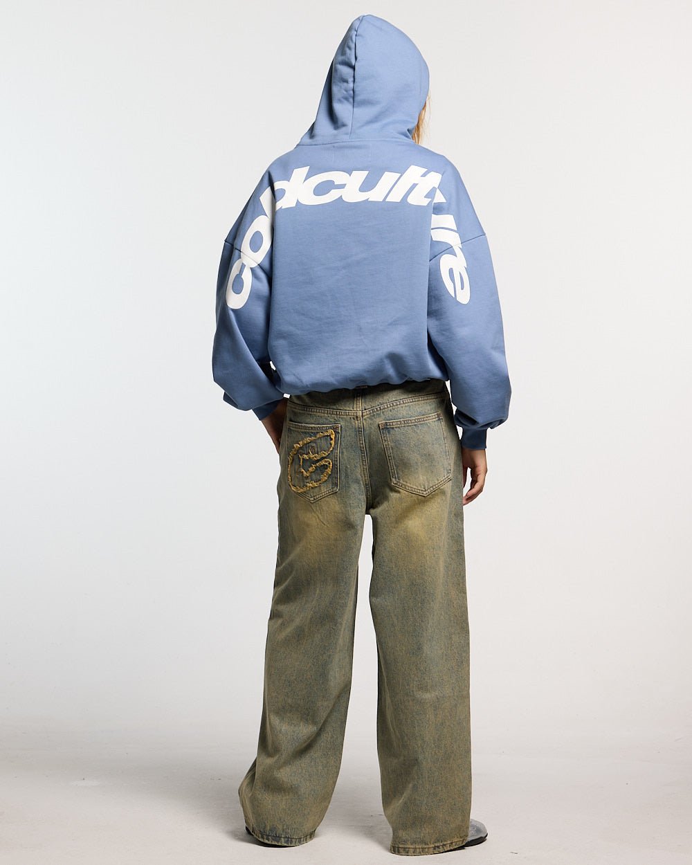 CURVED HOODIE LIGHT BLUE - Cold Culture