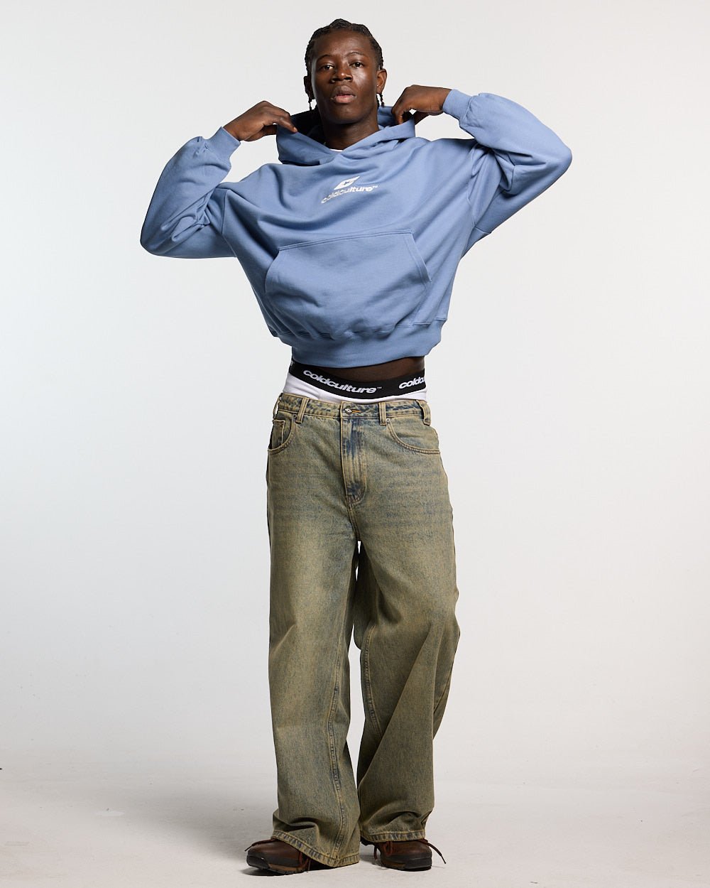 CURVED HOODIE LIGHT BLUE - Cold Culture