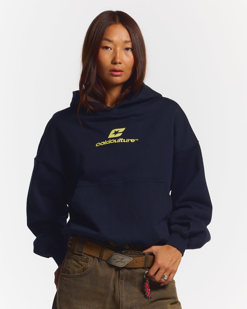 CURVED HOODIE MIDNIGHT BLUE - COLD CULTURE