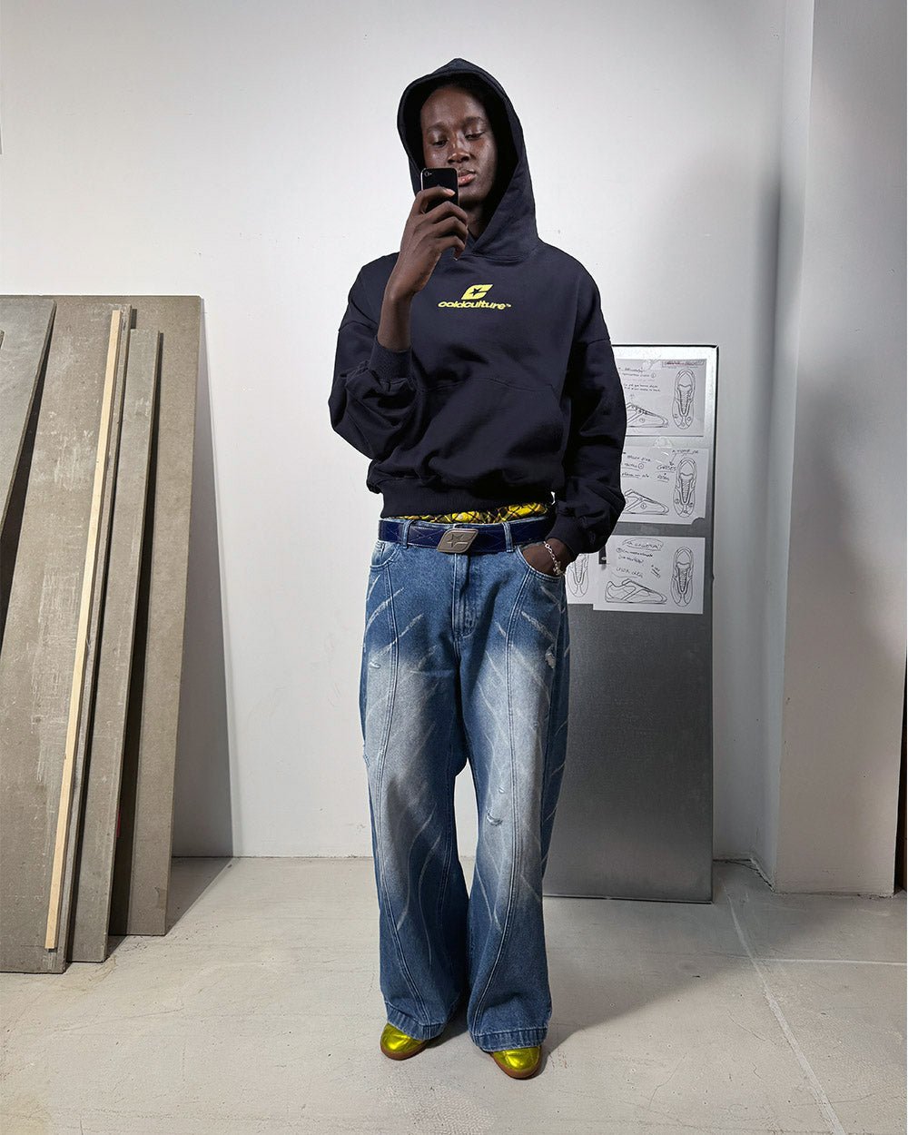 CURVED HOODIE MIDNIGHT BLUE - Cold Culture