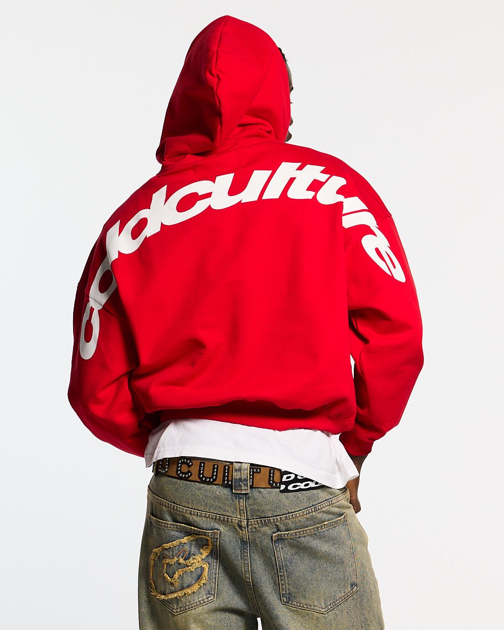 CURVED HOODIE RED - Cold Culture