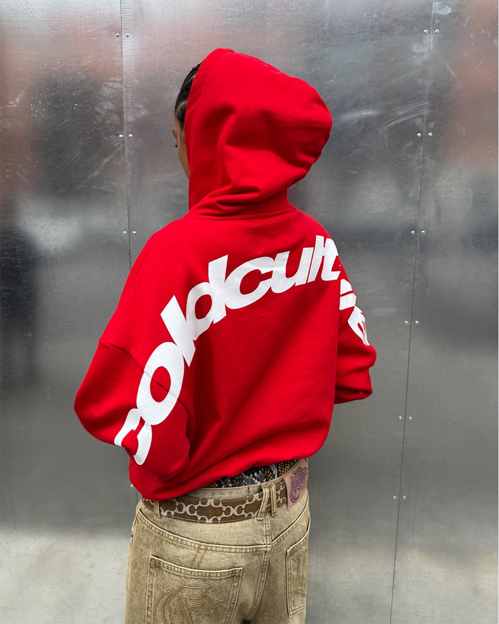 CURVED HOODIE RED - Cold Culture
