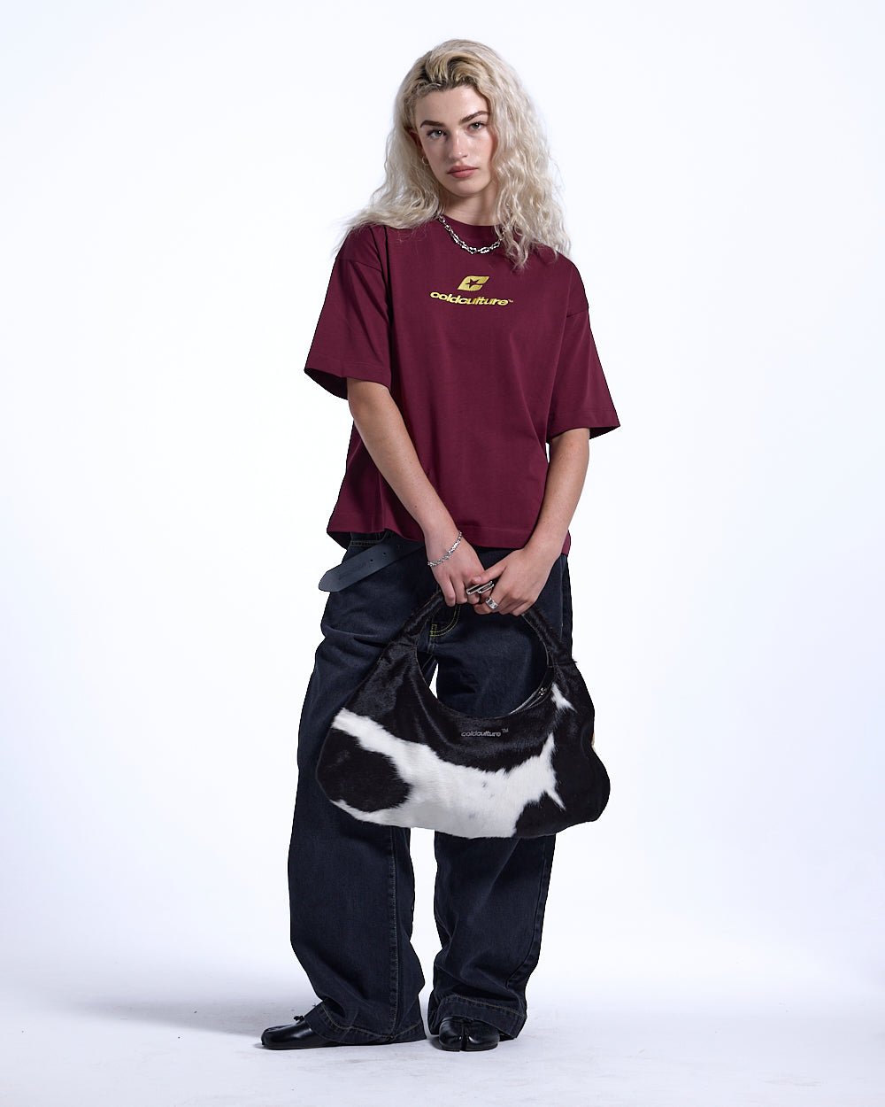 CURVED TEE BURGUNDY & YELLOW - COLD CULTURE