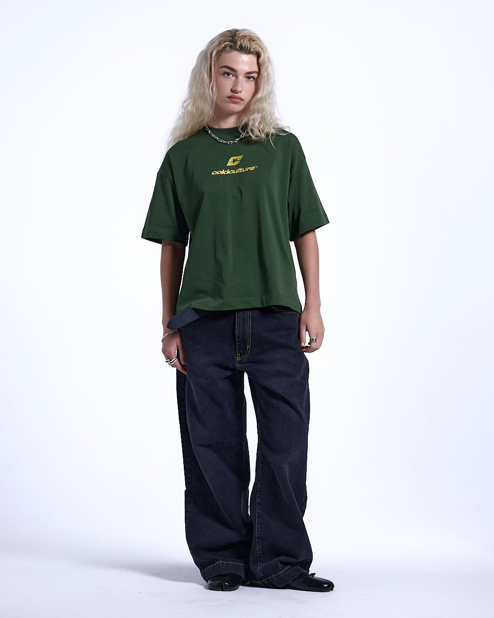 CURVED TEE GREEN & YELLOW - COLD CULTURE