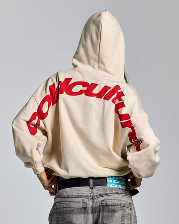 CURVED ZIP HOODIE CREAM