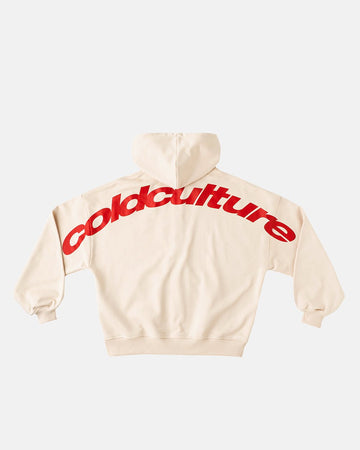 CURVED ZIP HOODIE CREAM