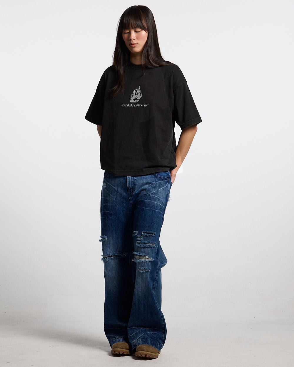 DARK FLAMES TEE BLACK - Cold Culture