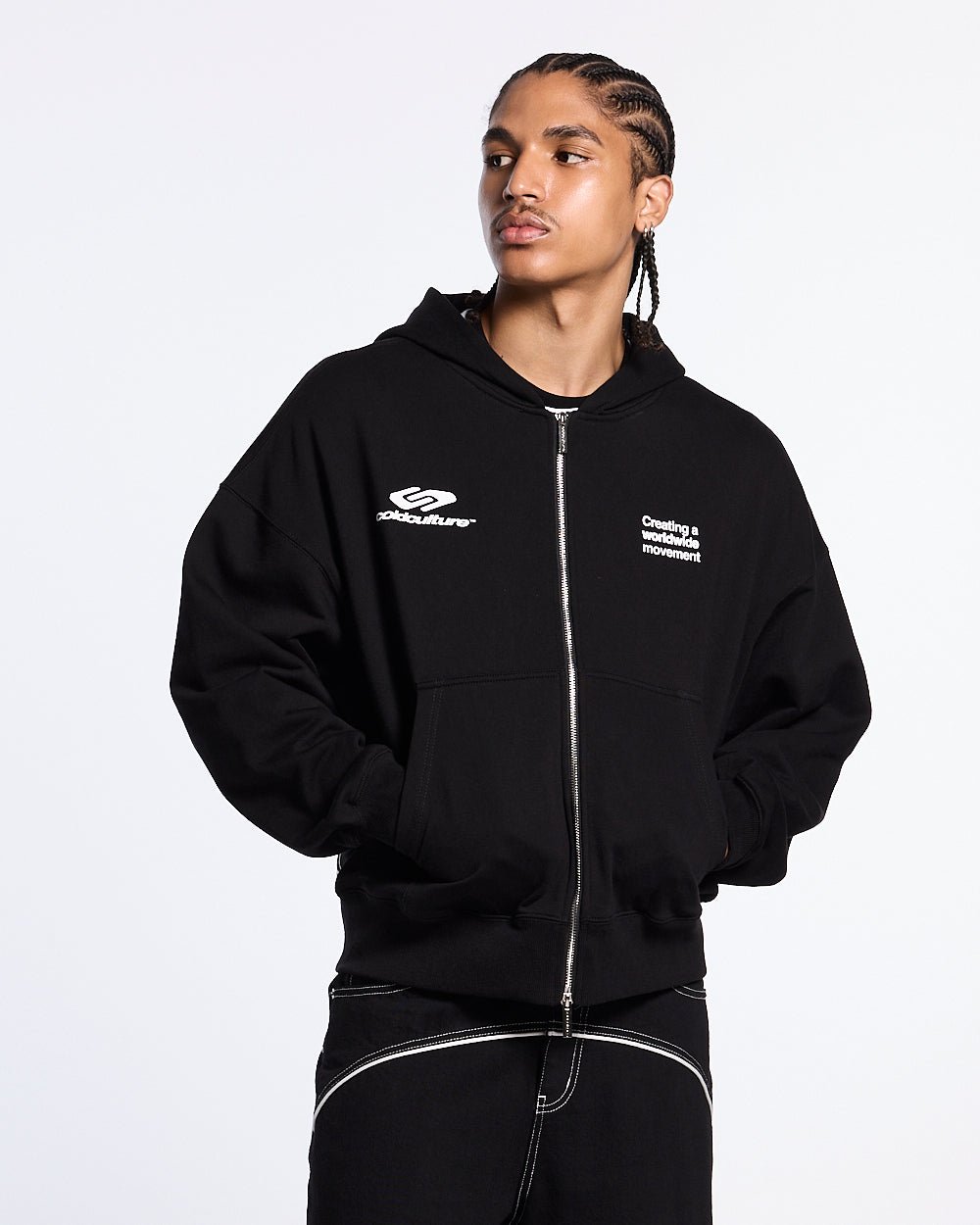 DEFENSE ZIP HOODIE BLACK - Cold Culture