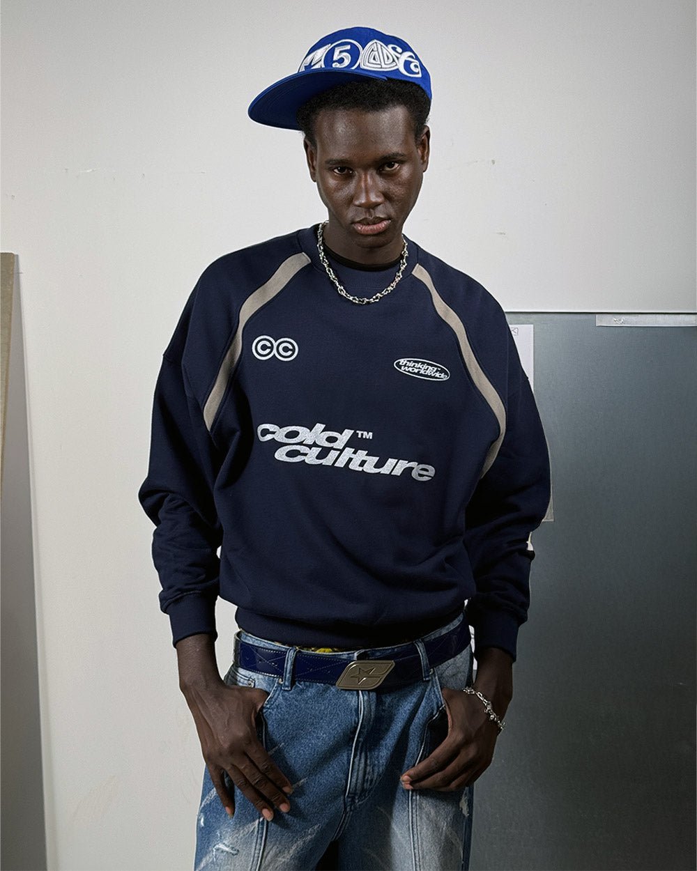 DETAILED CREWNECK INDIGO BLUE - Cold Culture