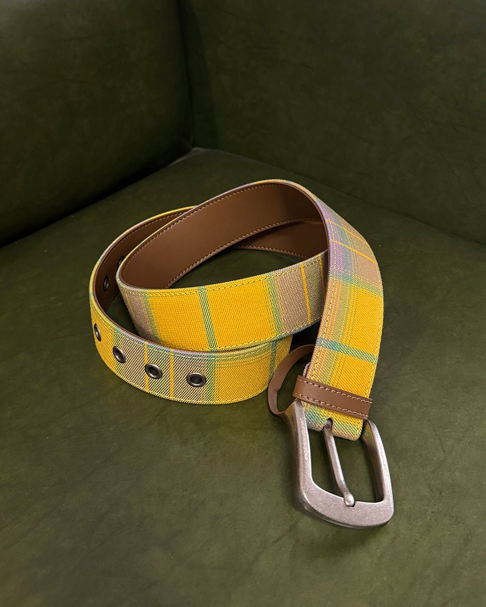 DINING CHECK BELT YELLOW TARTAN - Cold Culture