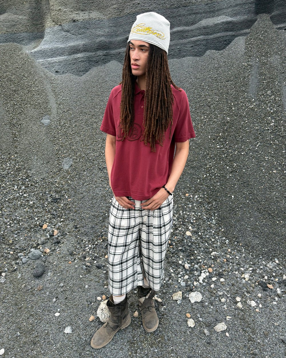 DINING CHECK JORTS BLACK - Cold Culture