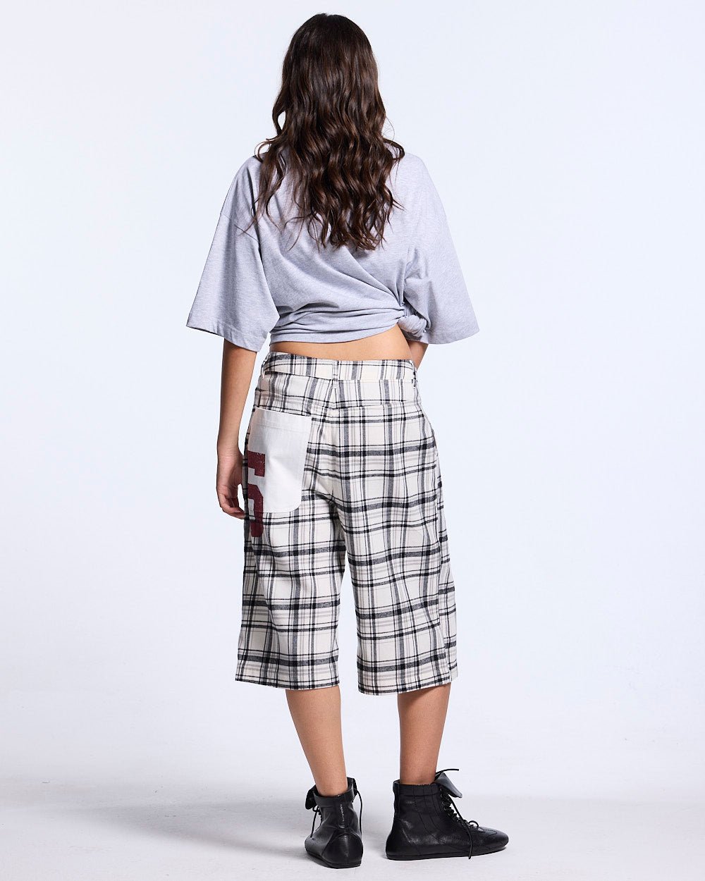 DINING CHECK JORTS BLACK - Cold Culture