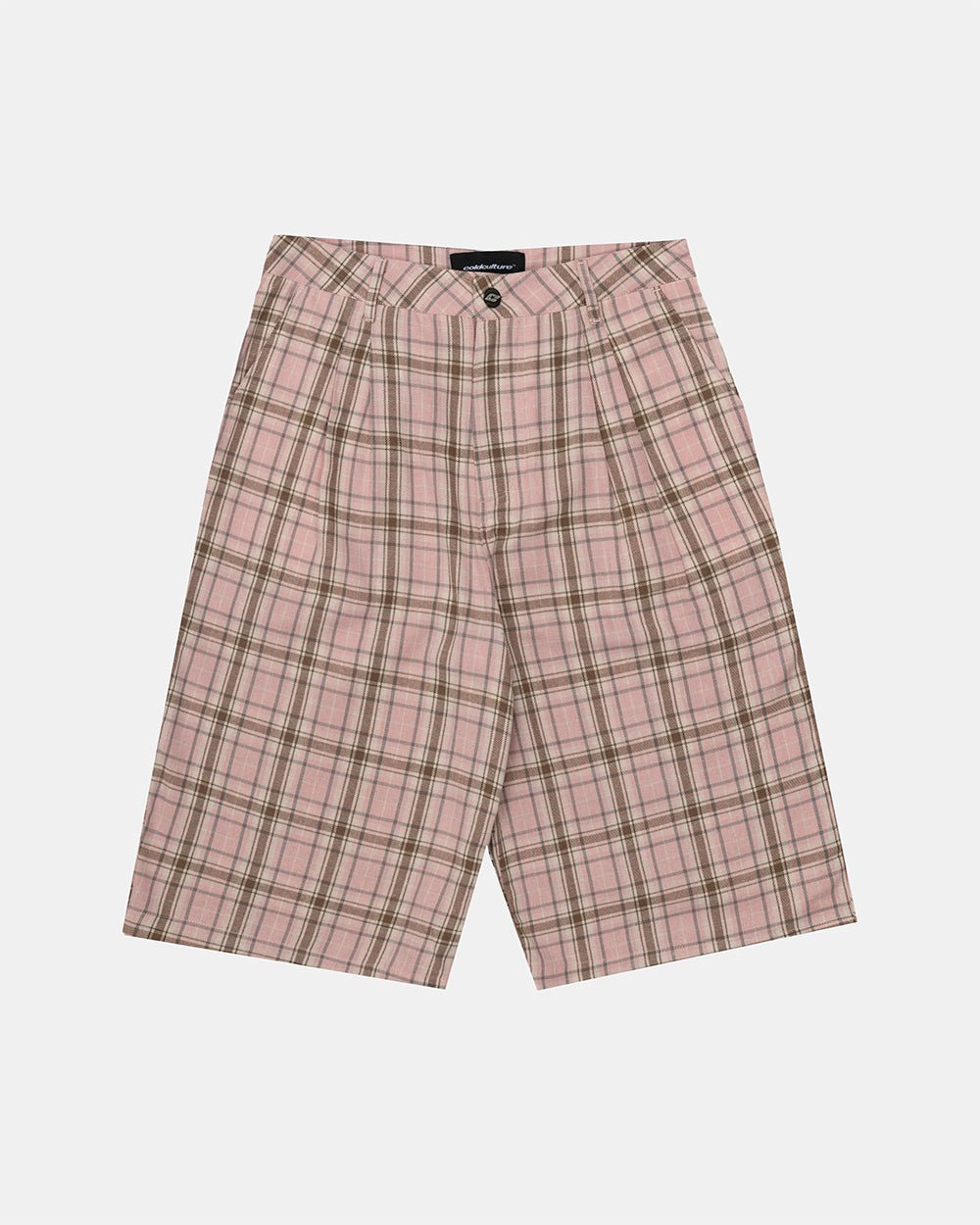 DINING CHECK JORTS PINK - Cold Culture