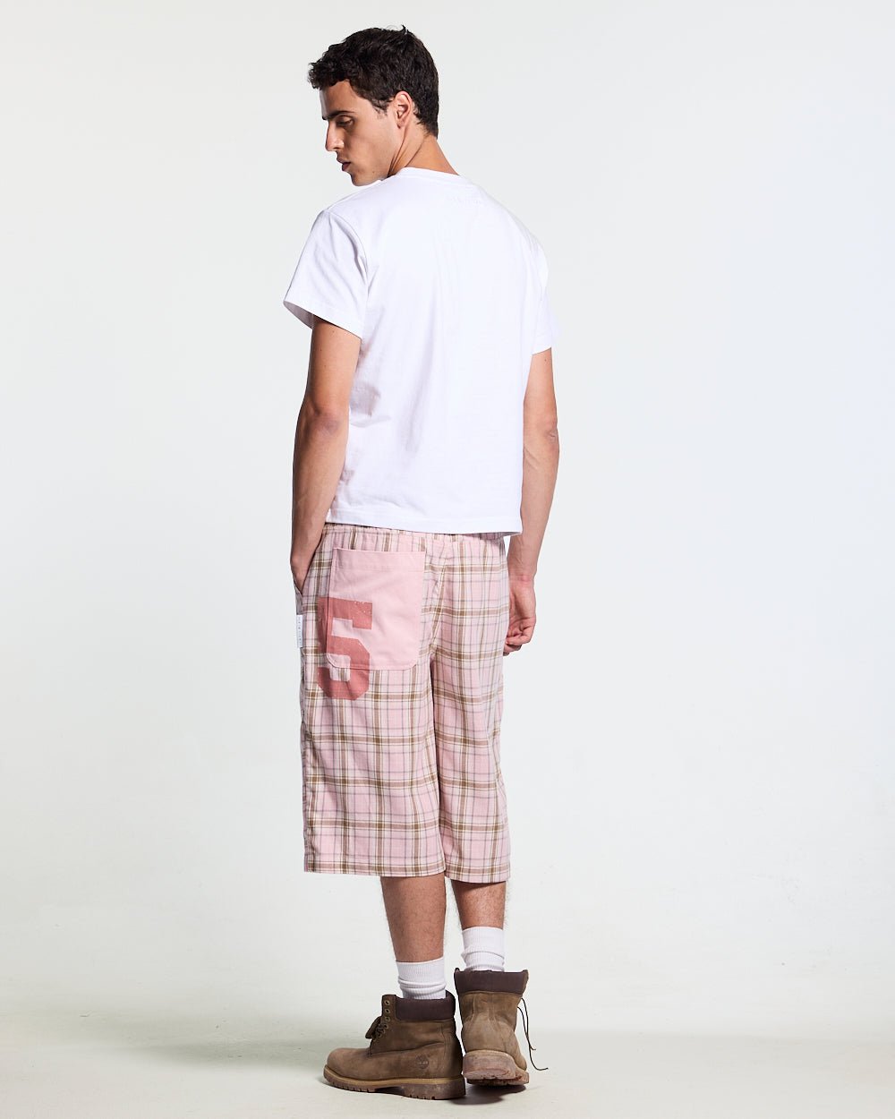 DINING CHECK JORTS PINK - Cold Culture