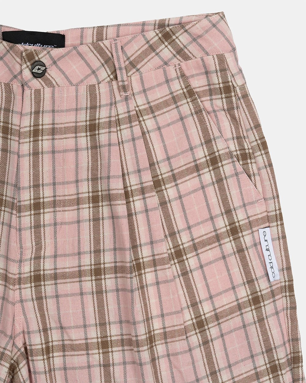 DINING CHECK JORTS PINK - Cold Culture