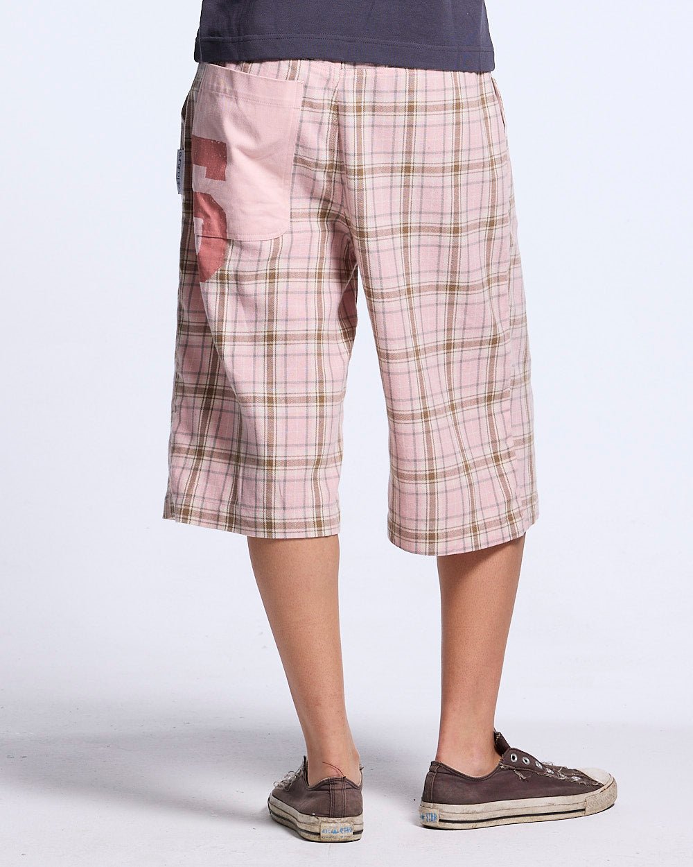 DINING CHECK JORTS PINK - Cold Culture