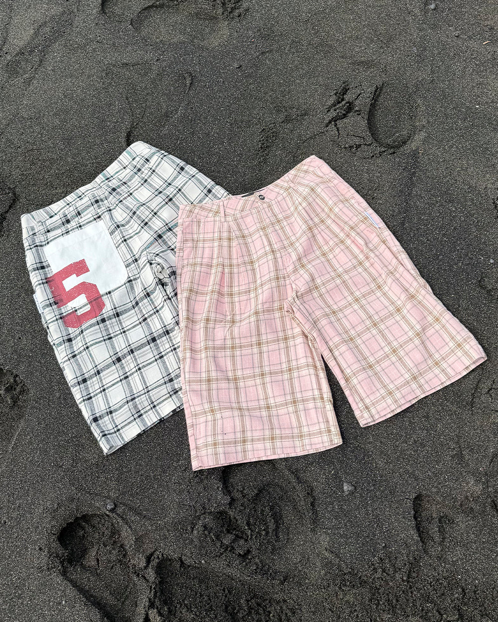 DINING CHECK JORTS PINK - Cold Culture
