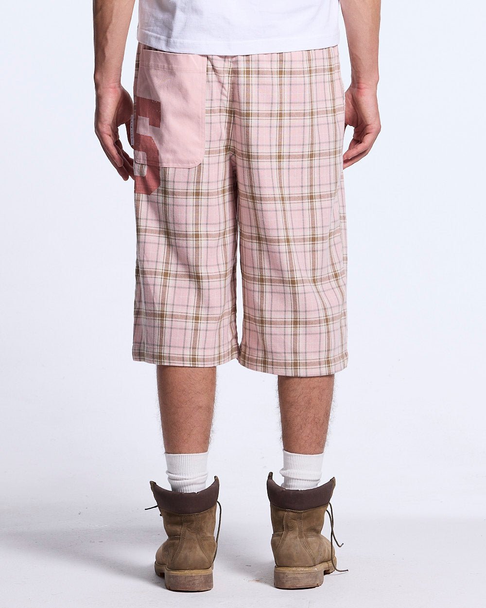 DINING CHECK JORTS PINK - Cold Culture