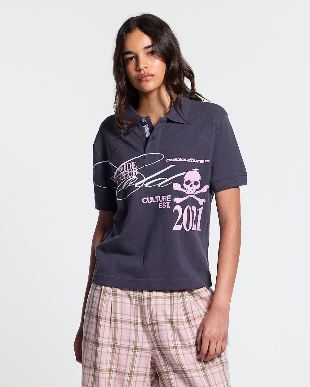 DIRTY SKULL POLO DARK GREY - Cold Culture
