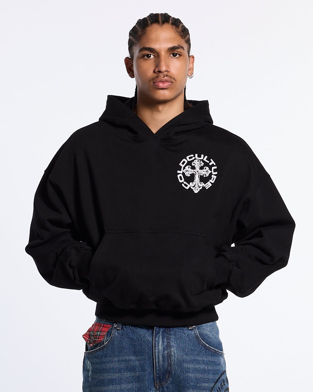 DISCHARGE HOODIE BLACK - Cold Culture