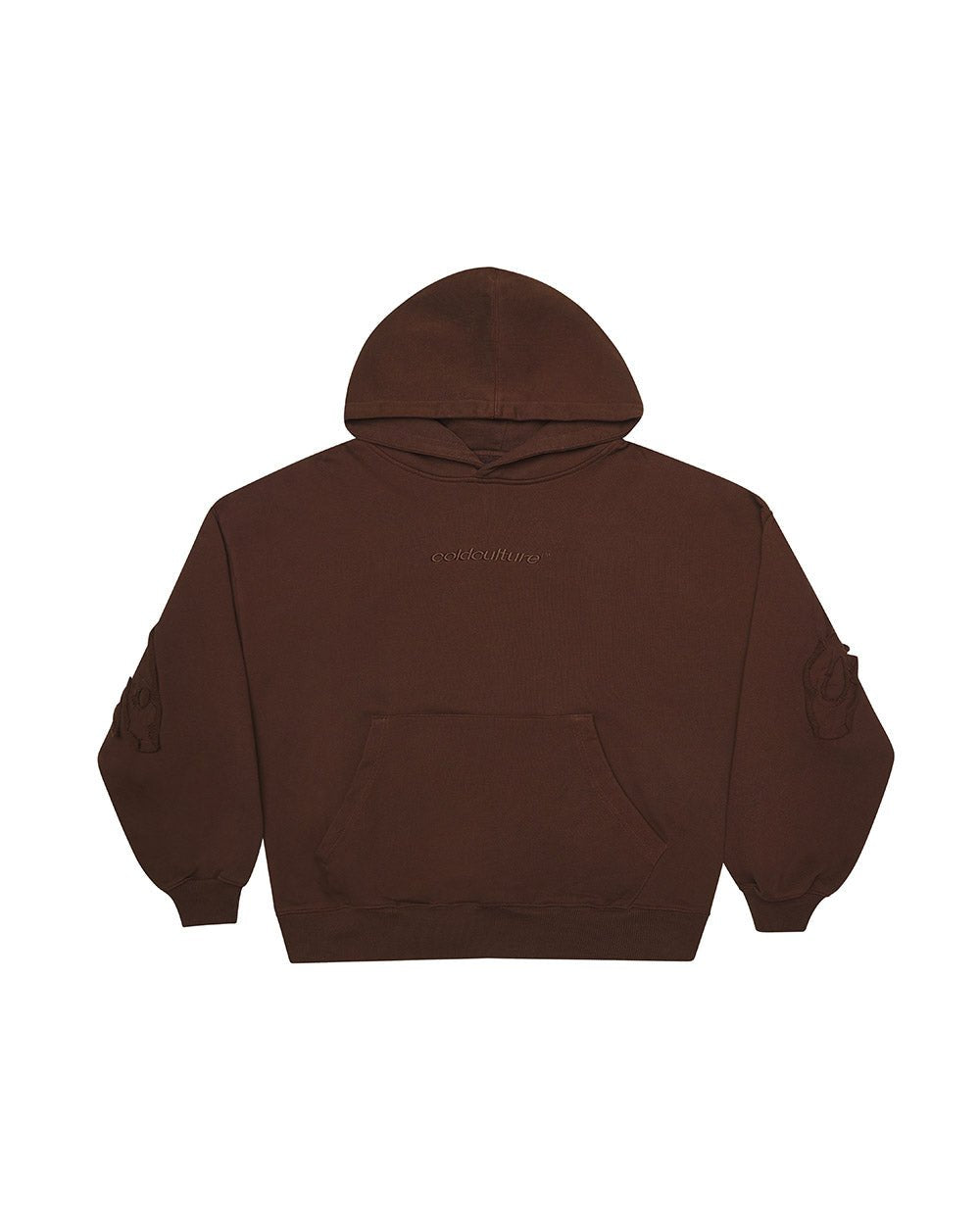 DISTRESS CURVED HOODIE BROWN - Cold Culture