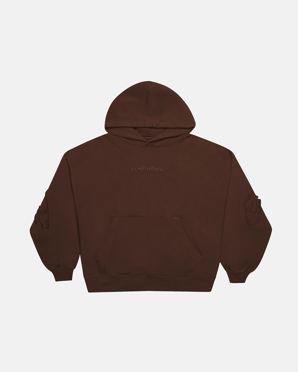 DISTRESS CURVED HOODIE BROWN - Cold Culture