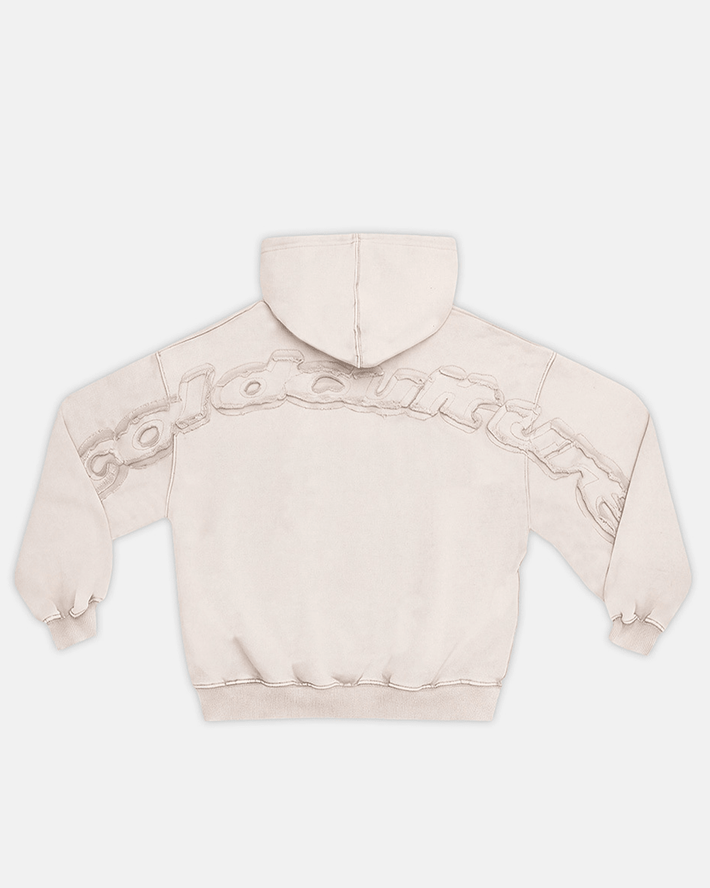 DISTRESS CURVED HOODIE CREAM - Cold Culture