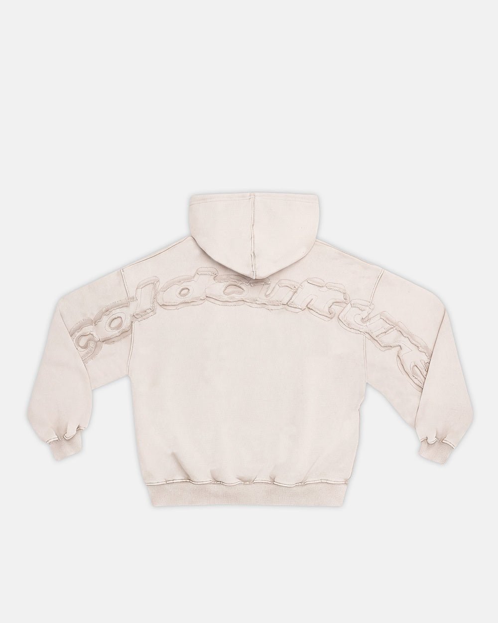 DISTRESS CURVED HOODIE CREAM - Cold Culture