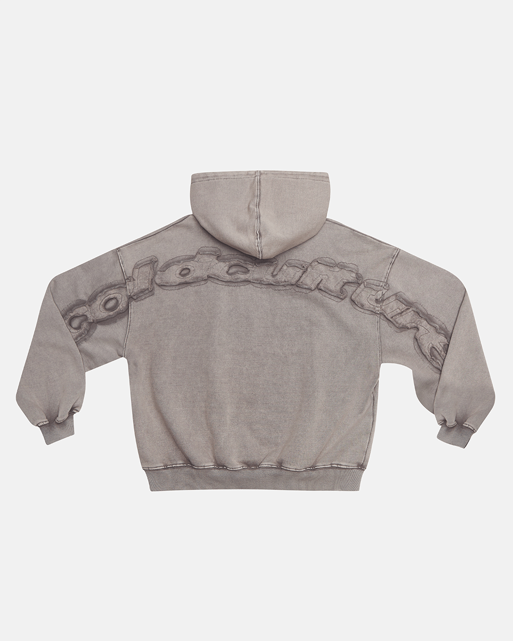 DISTRESS CURVED HOODIE GREY - Cold Culture