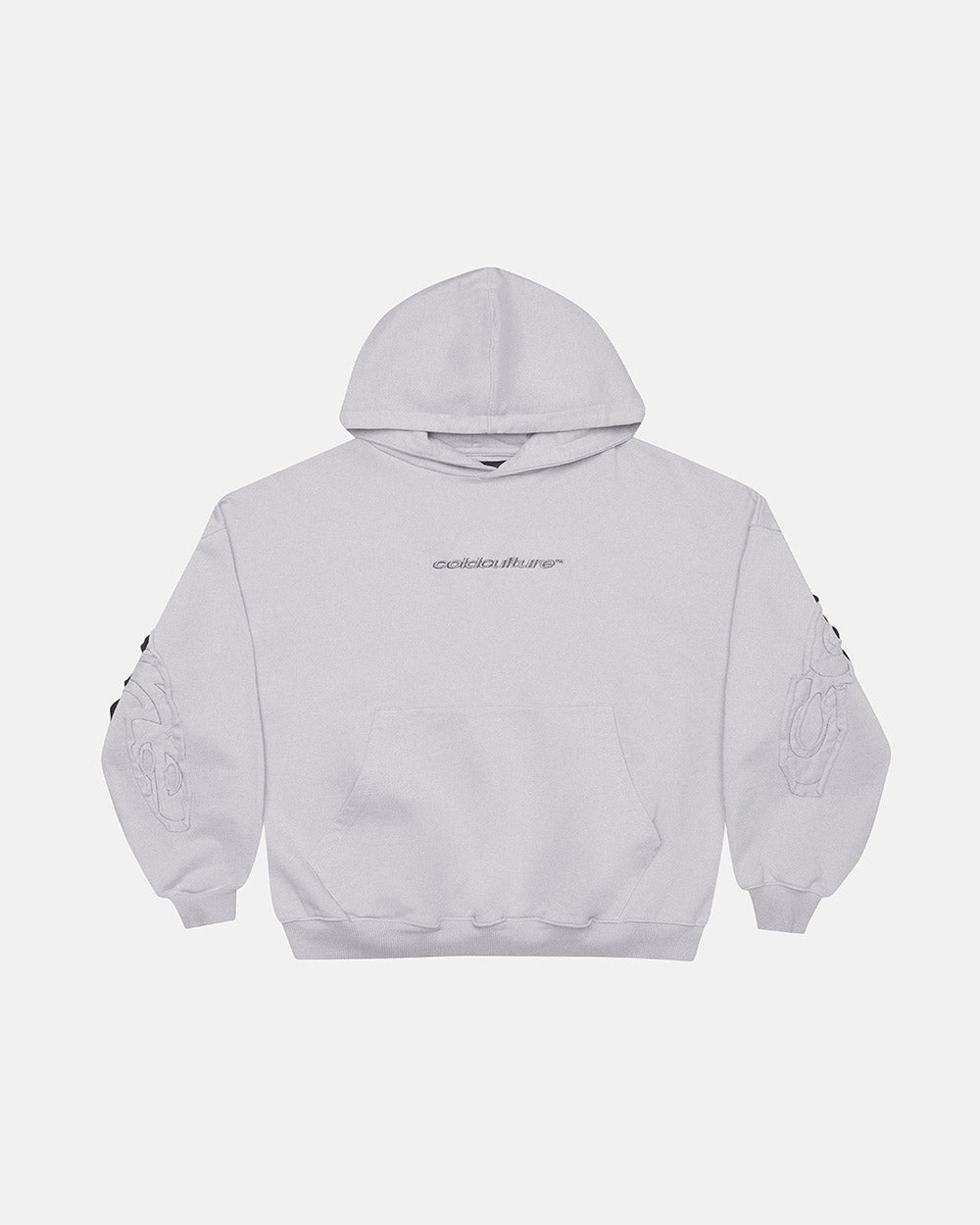 DISTRESS CURVED HOODIE LIGHT GREY - Cold Culture