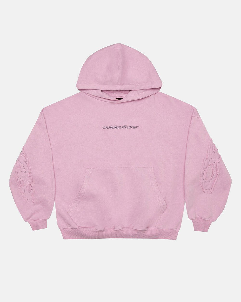 DISTRESS CURVED HOODIE PINK