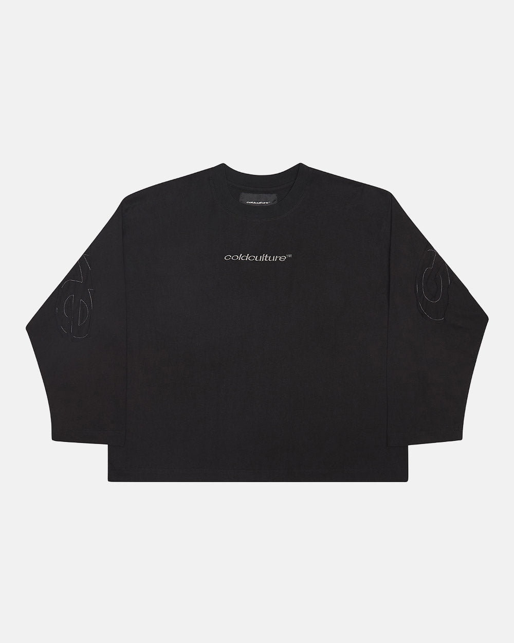DISTRESS CURVED LONGSLEEVE BLACK - Cold Culture
