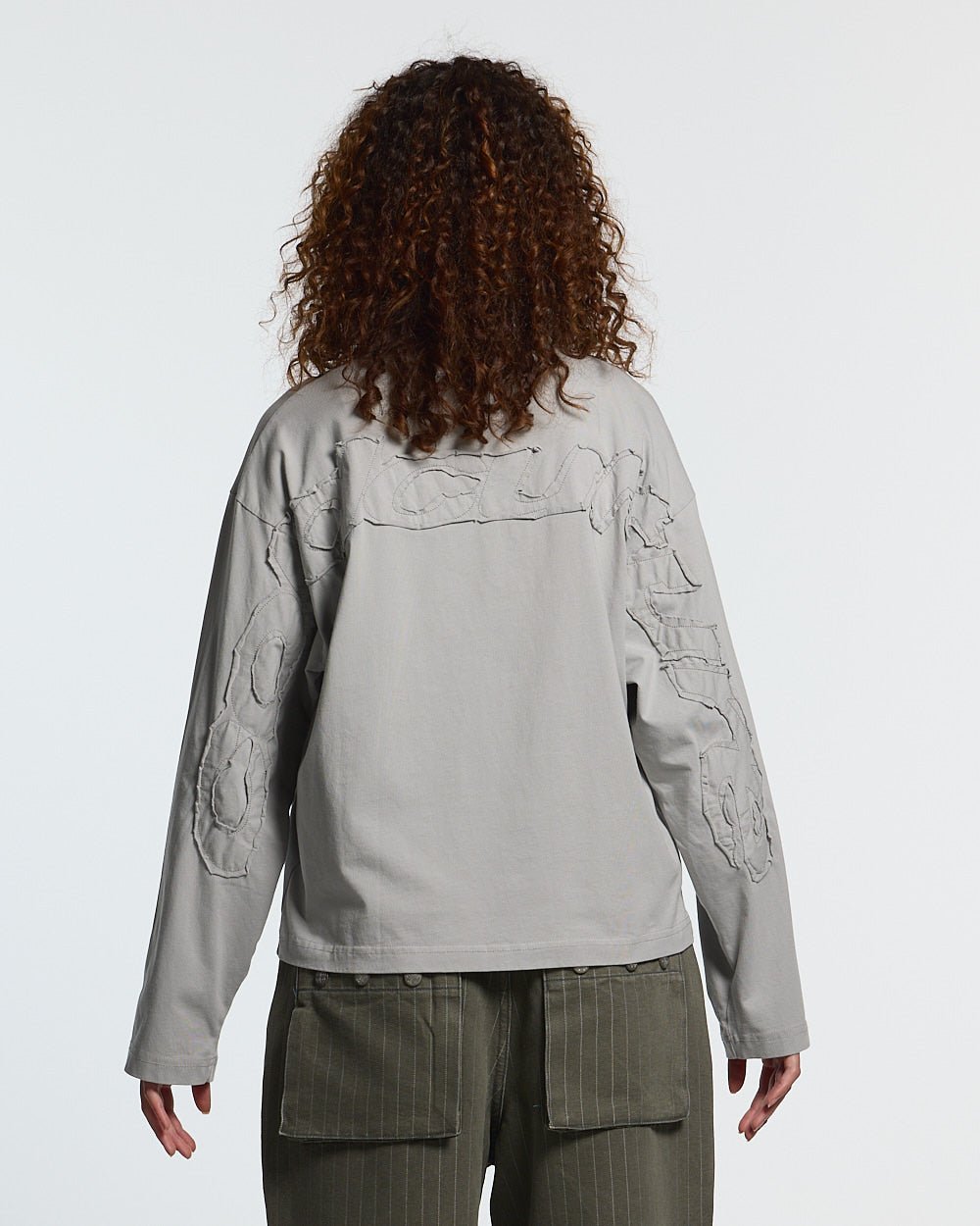 DISTRESS CURVED LONGSLEEVE DARK GREY - Cold Culture