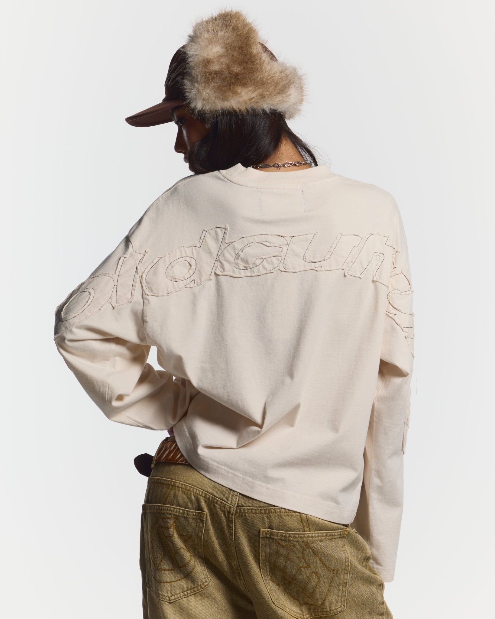 DISTRESS CURVED LONGSLEEVE LIGHT GREY - COLD CULTURE