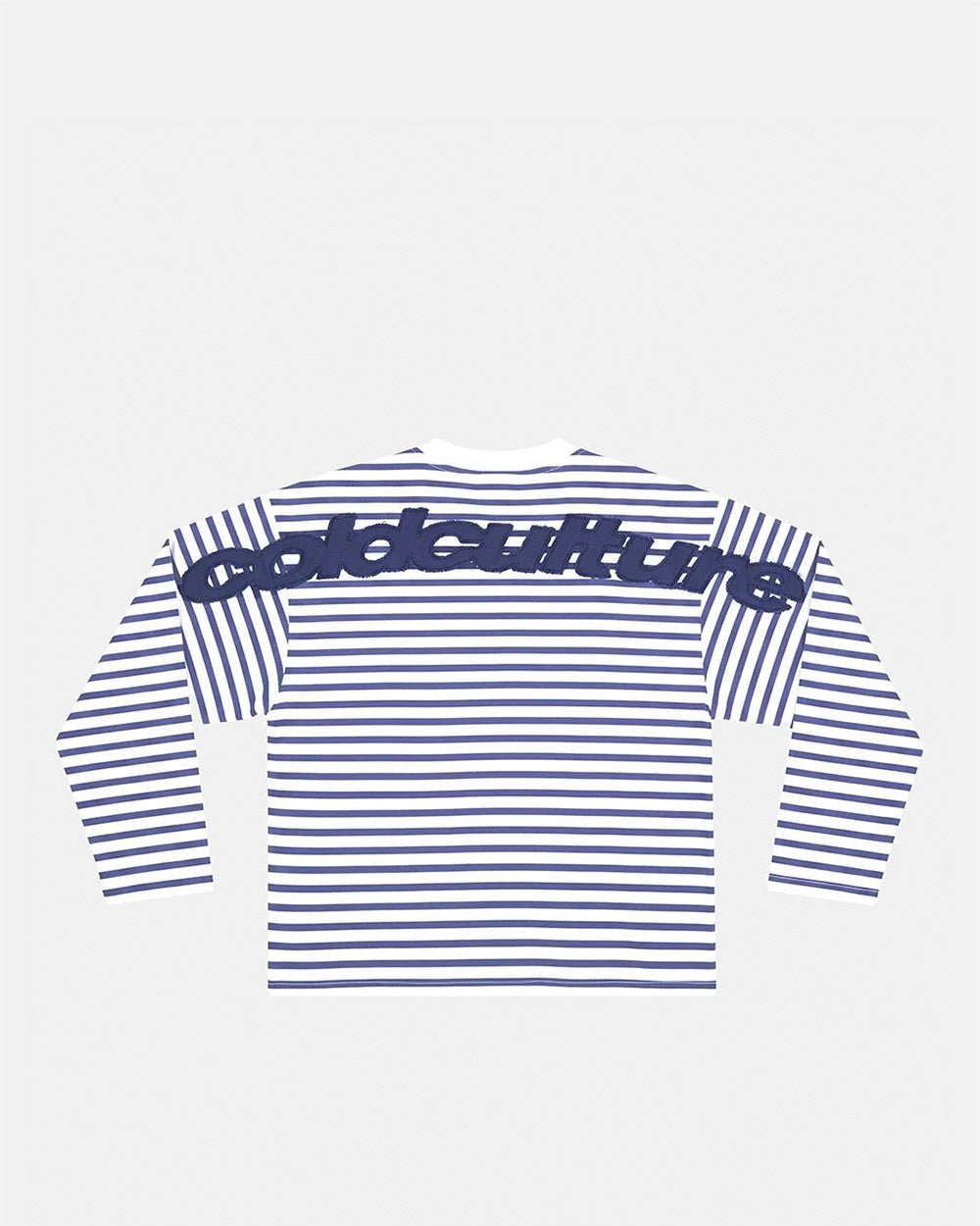 DISTRESS CURVED LONGSLEEVE NAVY STRIPES - Cold Culture