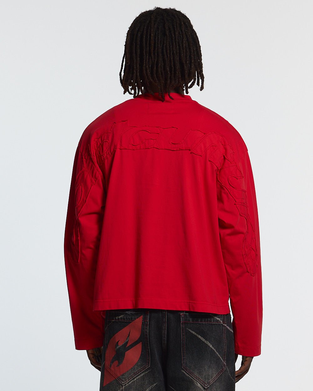DISTRESS CURVED LONGSLEEVE RED - Cold Culture