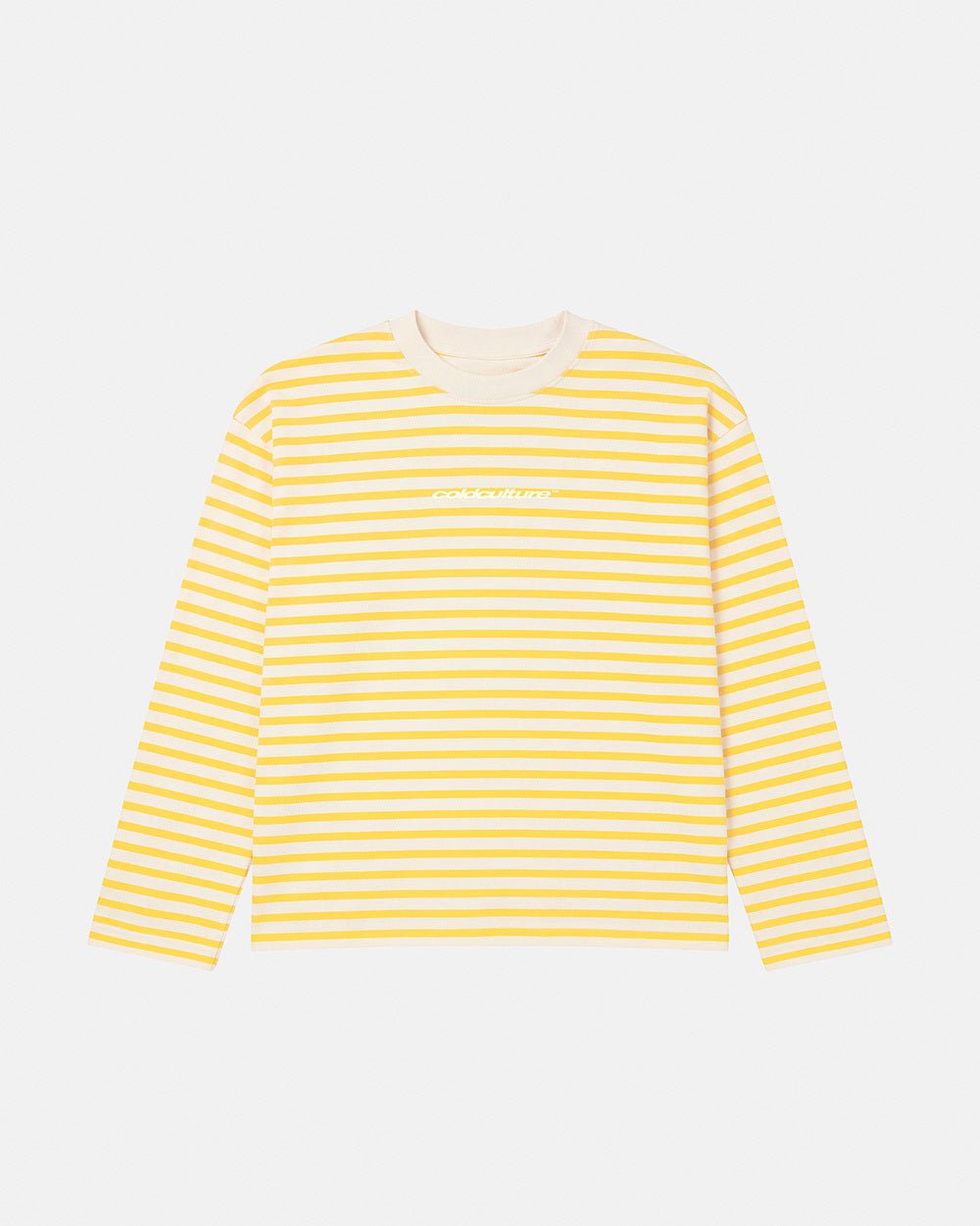 DISTRESS CURVED LONGSLEEVE YELLOW STRIPES - Cold Culture