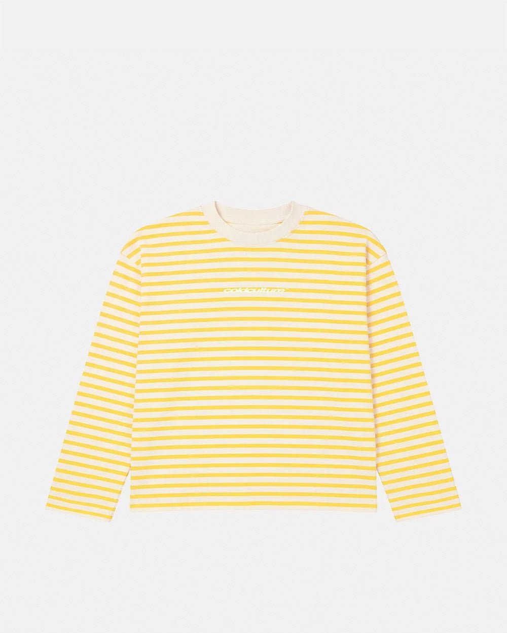 DISTRESS CURVED LONGSLEEVE YELLOW STRIPES - Cold Culture