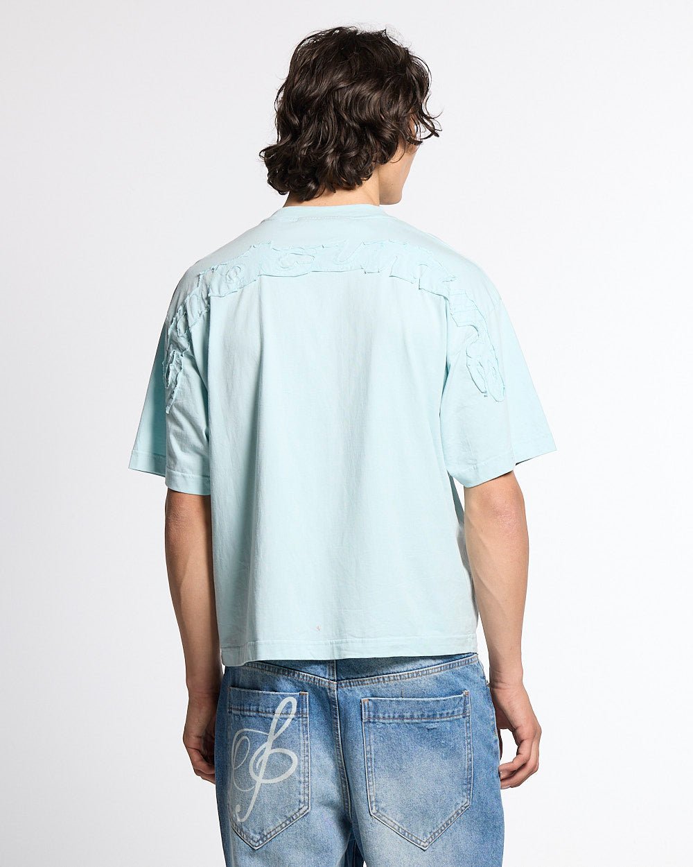 DISTRESS CURVED TEE BLUE - Cold Culture