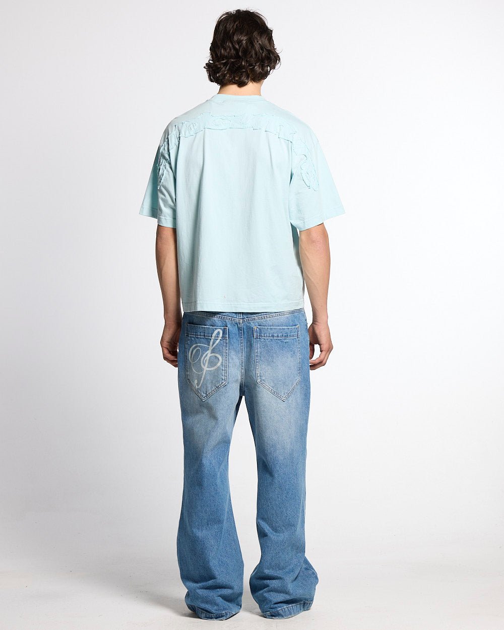 DISTRESS CURVED TEE BLUE - Cold Culture
